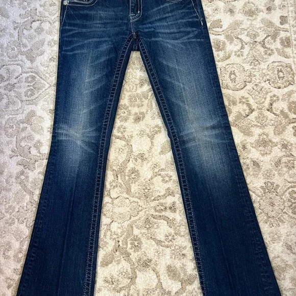 Miss Me Dark Blue Boot Cut Jeans with Silver & Black Accents - Picture 5 of 8